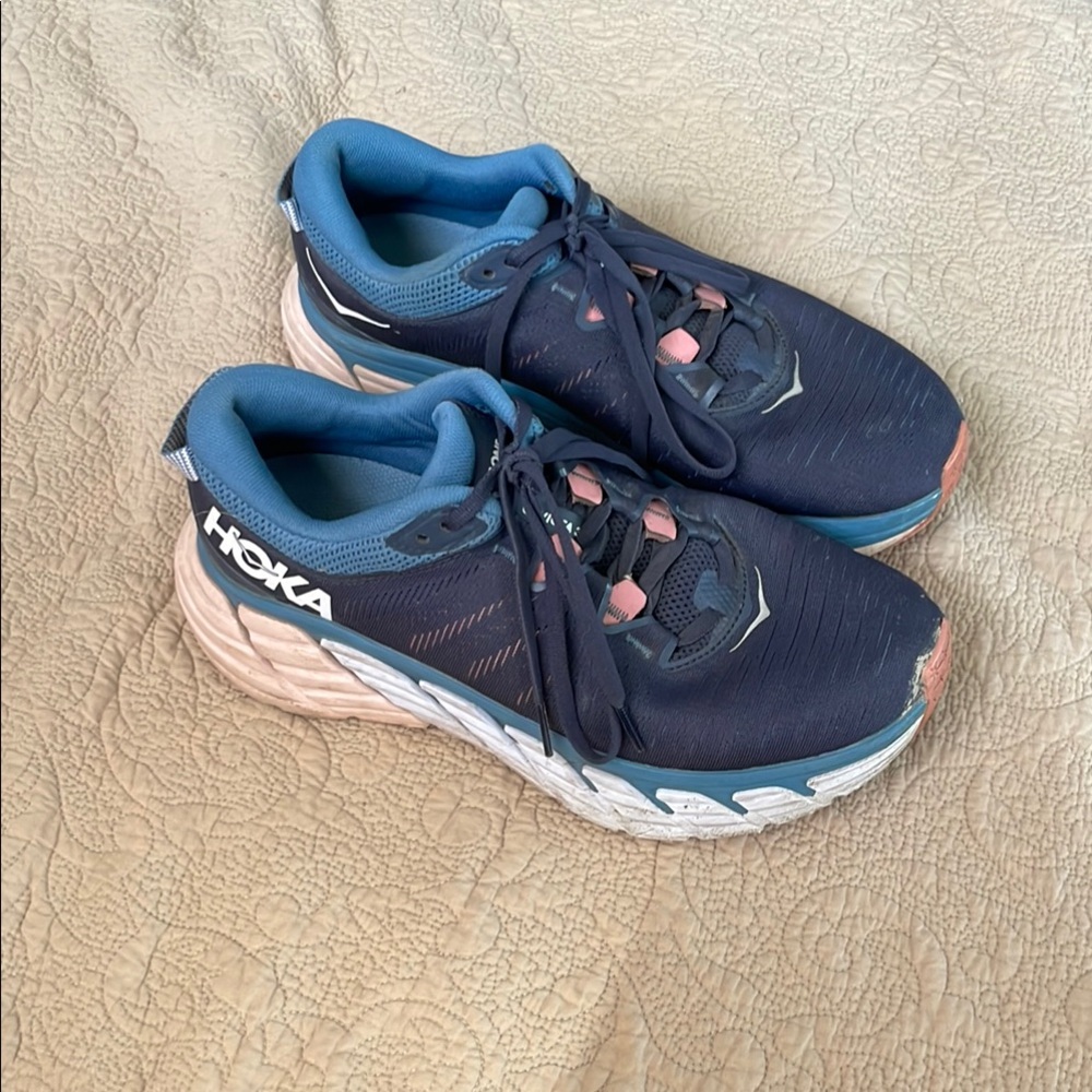 Hoka One One Gaviota Navy and Pink Sneakers